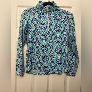 IBKUL Womens Top  Long Sleeve 1/4 Zip Mesh Pullover xs